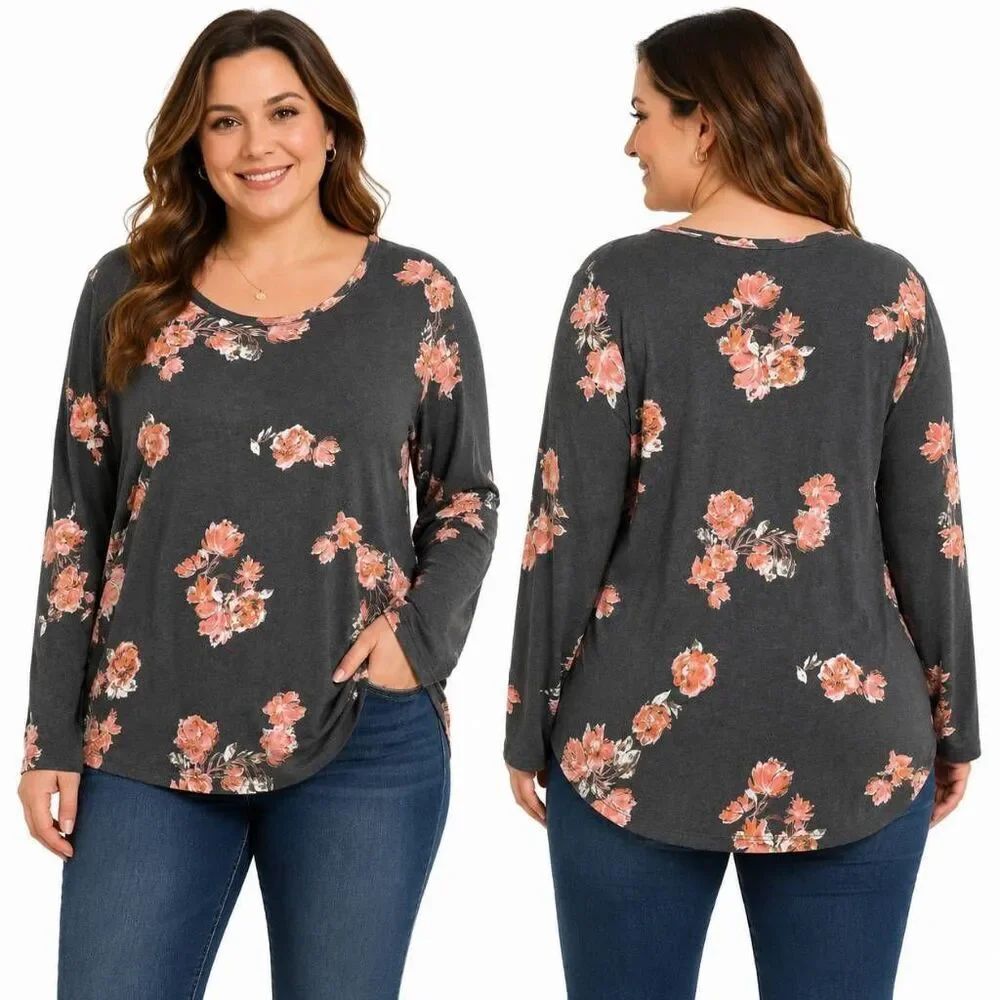 Lularoe Floral Long Sleeve Top XL Stretch